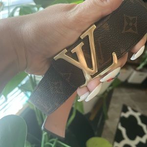 Brown monogrammed belt
